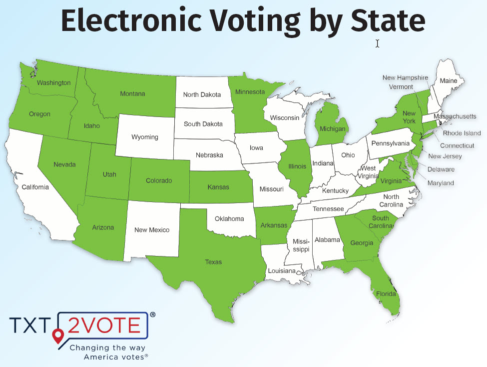 Map of Electronic Voting by State for Homeowner Associations HOAs and Condo Communities 