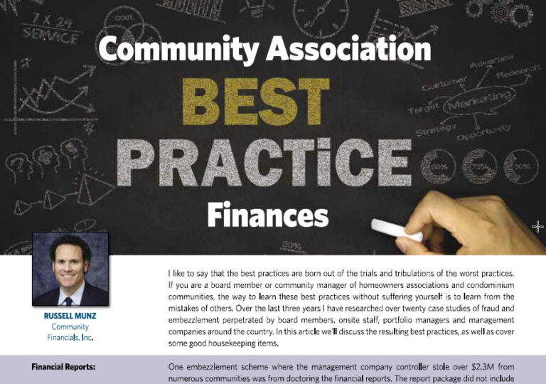 Financial Best Practices for Homeowner Associations HOAs and Condominiums