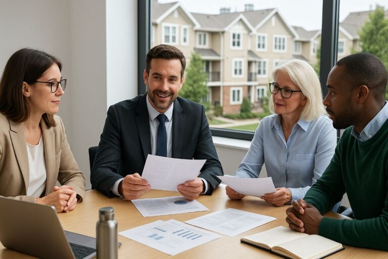 Board of directors discussing in-house HOA management options for a large condominium community